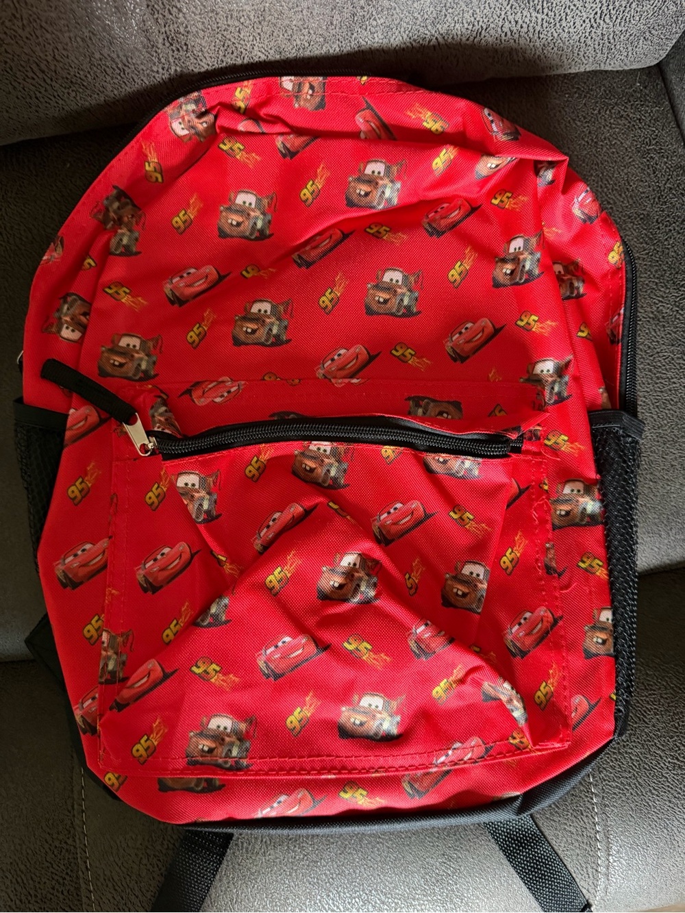 Disney Cars Red Backpack with Lightning McQueen and Tow Mater Print